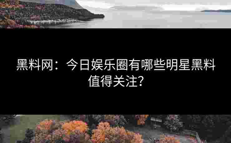 黑料网：今日娱乐圈有哪些明星黑料值得关注？