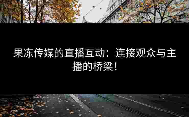 果冻传媒的直播互动：连接观众与主播的桥梁！