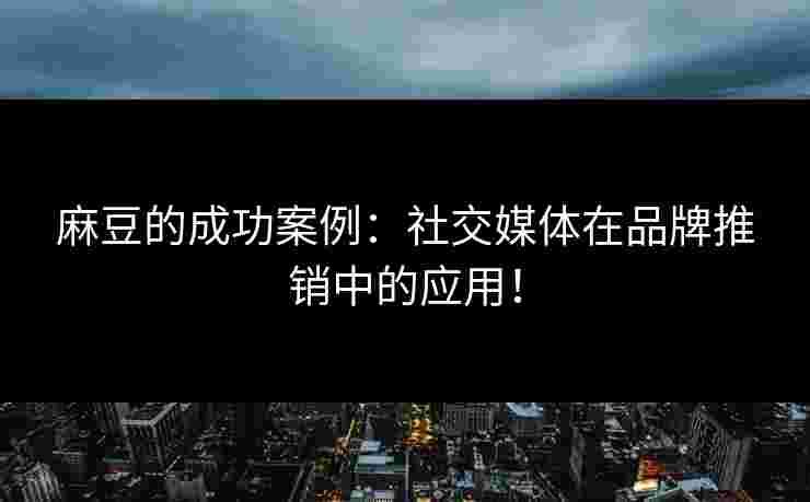 麻豆的成功案例：社交媒体在品牌推销中的应用！